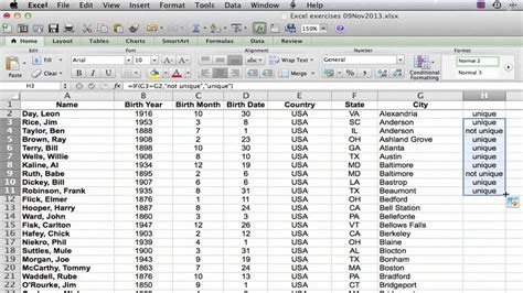 how to count unique items in a list excel