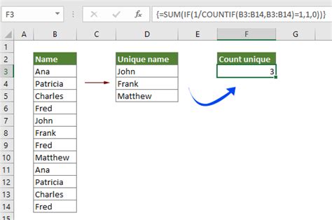 how to count unique values excluding duplicates by formula in excel