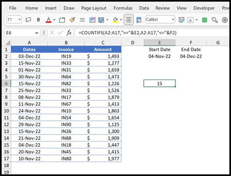 how to count values in excel between two dates