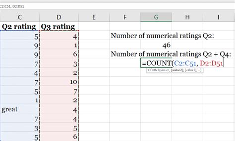 how to count values in excel column