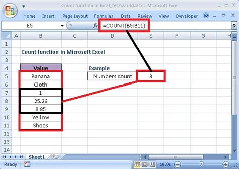 how to count values in excel formula