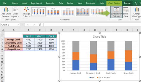 how to create 100 stacked column chart in excel
