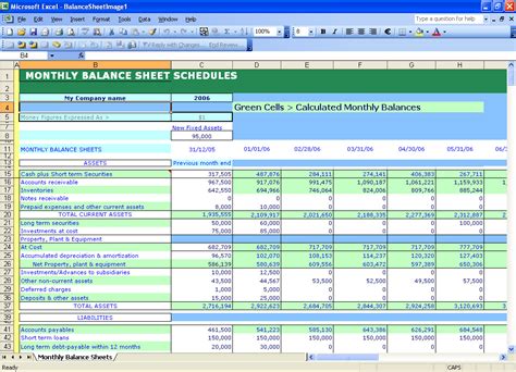how to create a bank balance sheet in excel