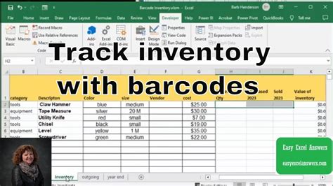 how to create a barcode inventory system in excel