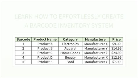 how to create a barcode inventory system in google sheets