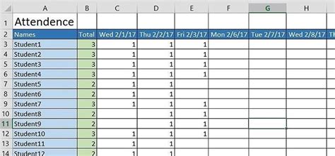 how to create a basic attendance sheet in excel