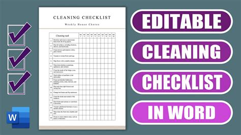 how to create a cleaning checklist in word