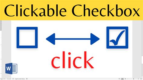 how to create a clickable checkbox in word