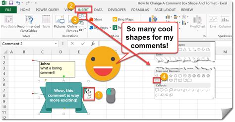how to create a comment section in excel