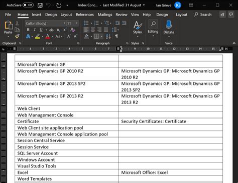 how to create a concordance file in word