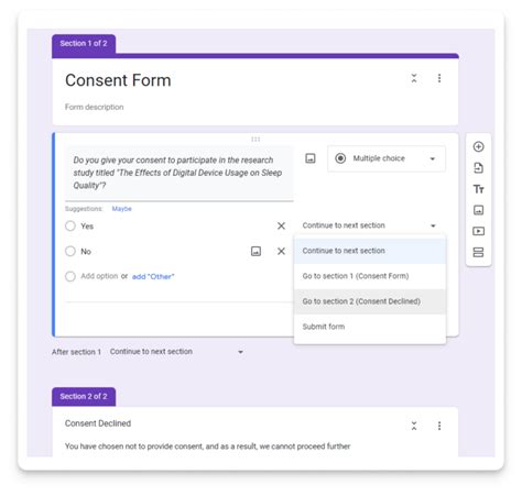 how to create a consent form on google forms