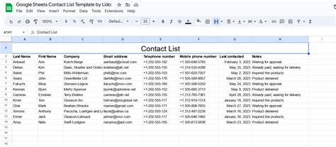 how to create a contact sheet in google sheets