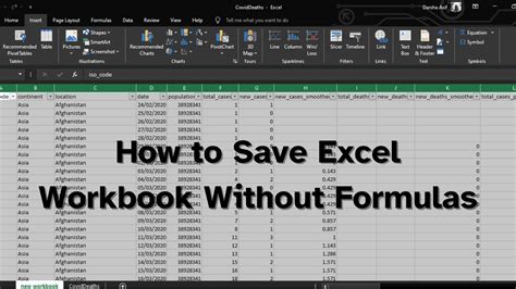 how to create a copy of an excel workbook without formulas