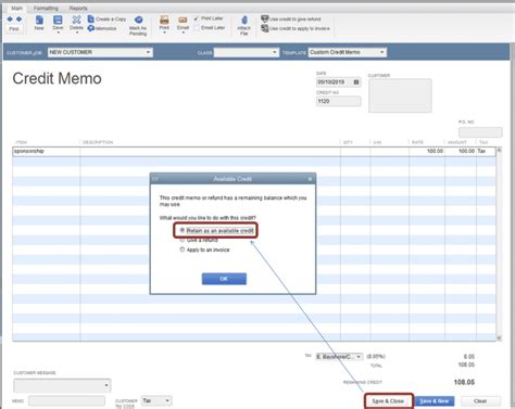 how to create a credit memo in qb desktop