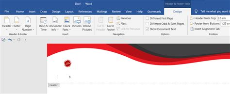 how to create a custom header and footer in word