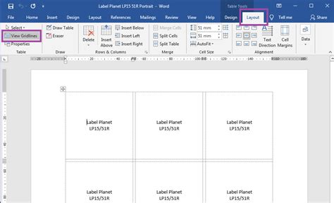 how to create a custom label size in word