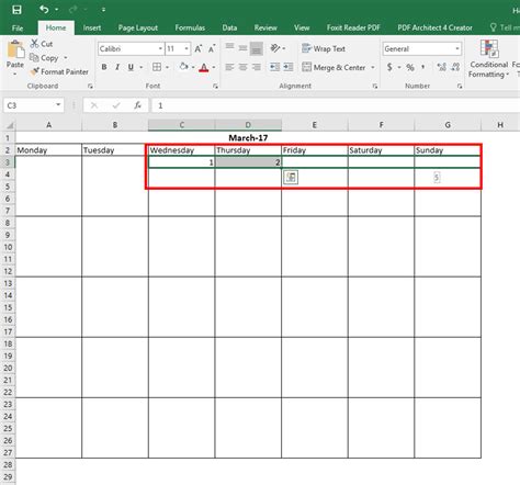 how to create a date calendar in excel