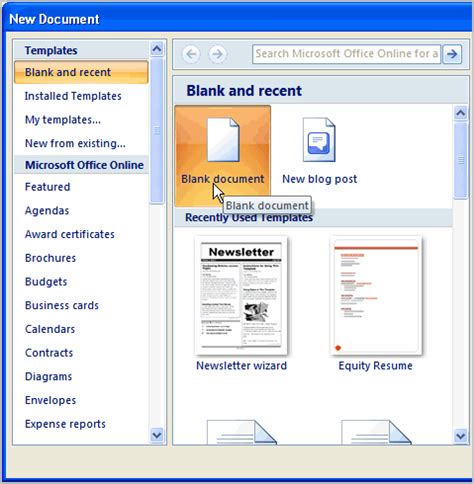 how to create a document in ms word 2007