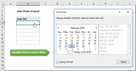 how to create a drop down list calendar date picker in excel 365