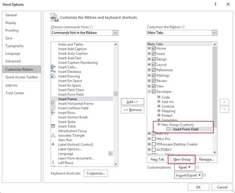 how to create a drop down list in word form