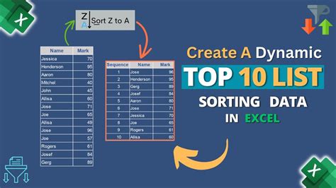 how to create a dynamic top 10 list in excel