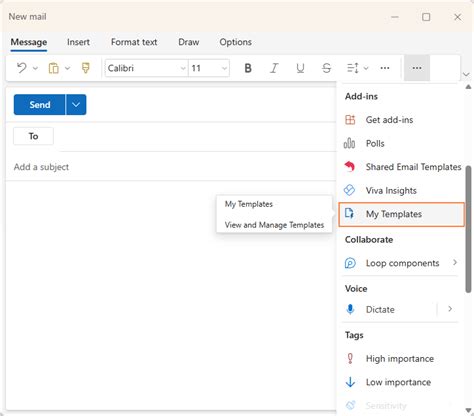 how to create a email template in new outlook