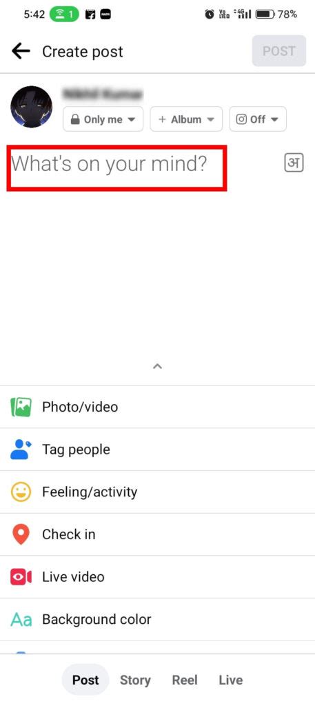 how to create a facebook status update