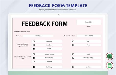 how to create a feedback form in excel