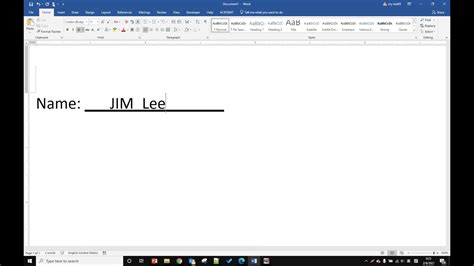 how to create a fillable form with lines in word