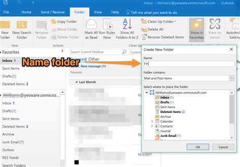 how to create a folder in outlook email on iphone