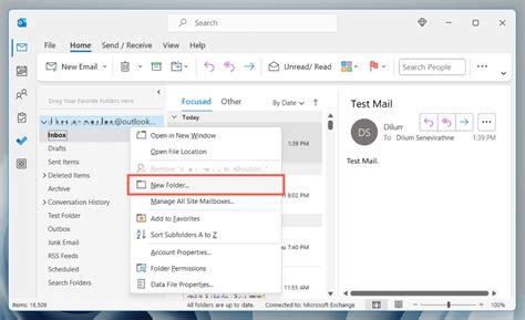 how to create a folder in outlook ios