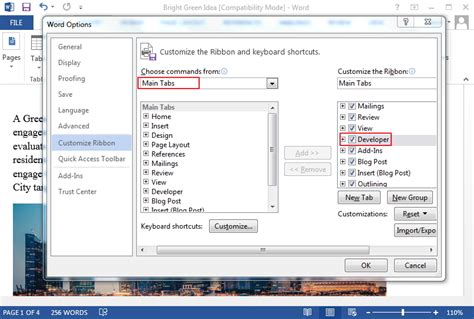 how to create a form in word developer