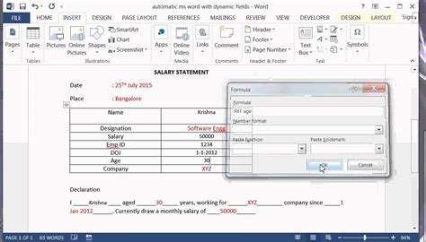 how to create a form in word with fields