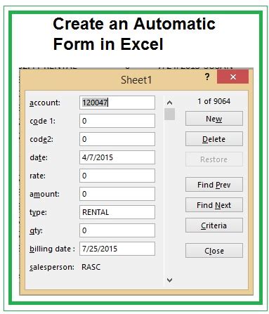how to create a form that populates a table in excel
