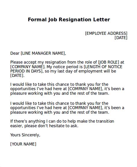how to create a formal resignation letter