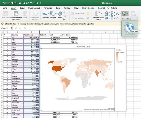 how to create a geographical heat map in excel