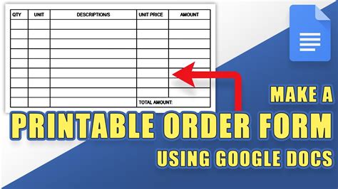 how to create a google docs order form