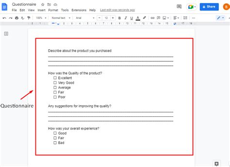 how to create a google document questionnaire