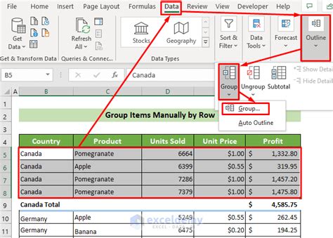 how to create a group box in excel