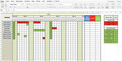 how to create a holiday tracker in excel