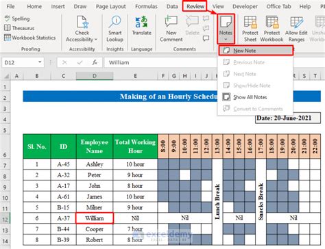 how to create a hourly schedule in excel