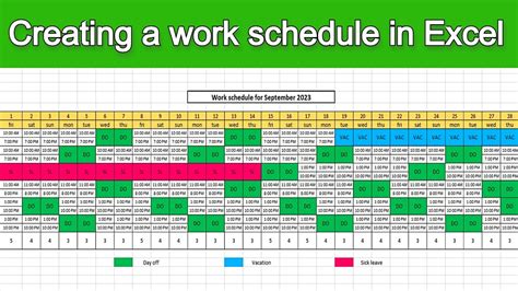 how to create a job schedule in excel