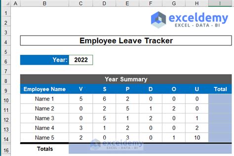 how to create a leave tracker in excel