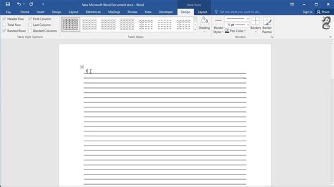 how to create a lined paper in word