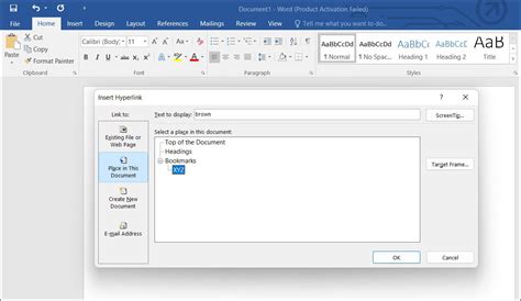 how to create a link index in word