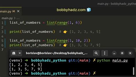 how to create a list with a range of numbers in python