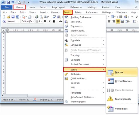 how to create a macro in word 2010