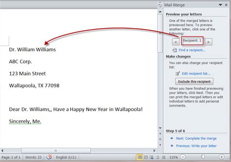how to create a mail merge letter