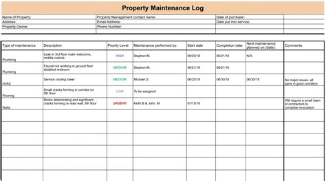 how to create a maintenance log in excel