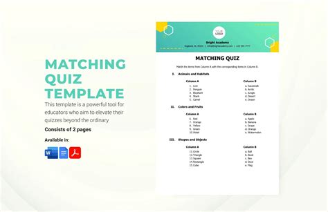 how to create a matching quiz in word